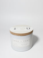 Sand + Paws Island Orchid 12 oz scented candle White Vessel with Painted I heart U lid