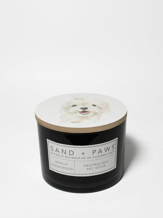 Sand + Paws Vanilla Sandalwood 12 oz scented candle